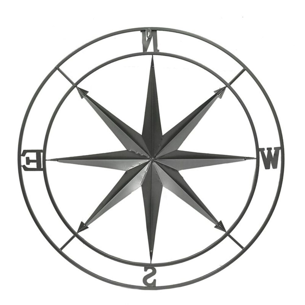 Scratch & Dent Galvanized Zinc Finish Metal Compass Rose Wall Hanging 36 Inch - Picture 3 of 6